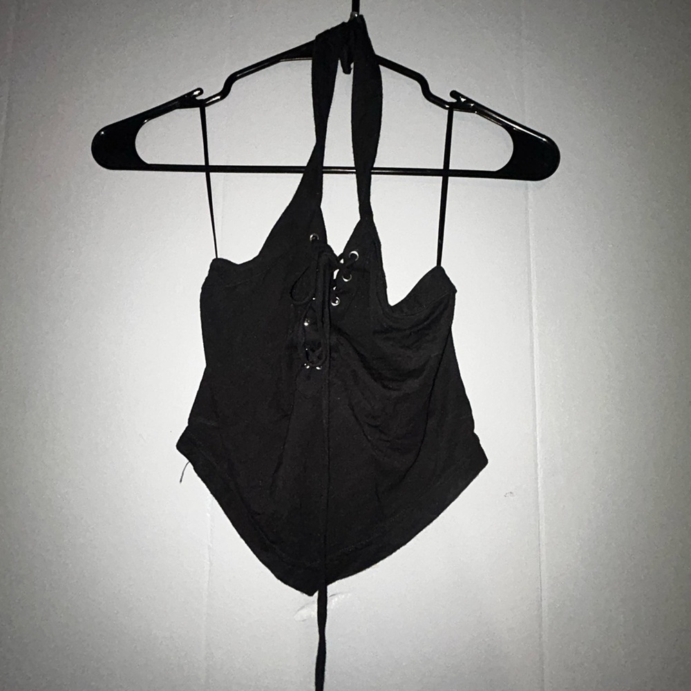Killstar Black Asymmetrical Tie Front Bodysuit
